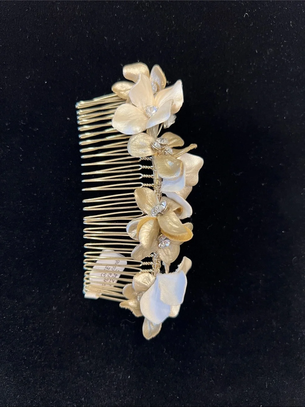 Giselle H234G Gold Floral Bridal Hair Comb with Crystal Centers